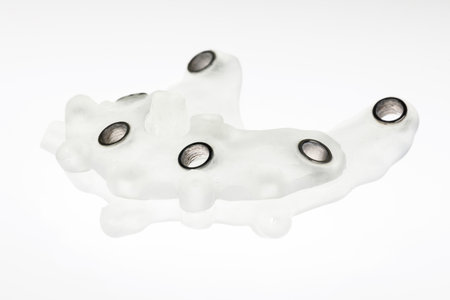 surgical dental template on white background