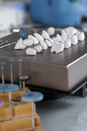 composition of zircon crowns after milling and dental equipment