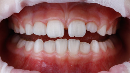 perfectly clean teeth of a teenager after hygiene at the dentist