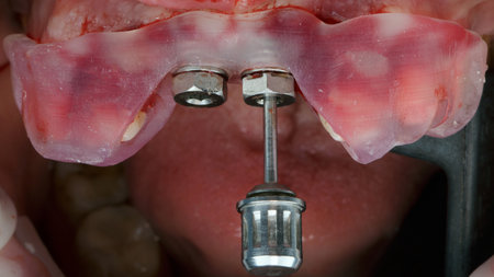 dental plugs with a screwdriver after implantation in the template