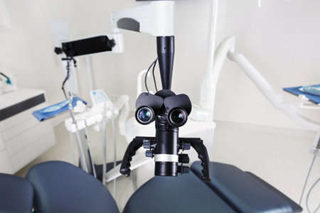 dental microscope in a modern dental officeの写真素材