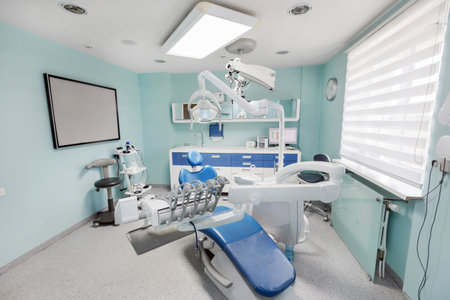 Dental office with equipment for procedures, there is also a microscopeの写真素材