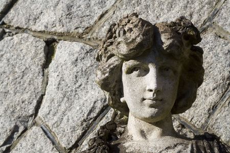 Garden sculpture of a goddess on Hatley Park Castle Groundsの写真素材