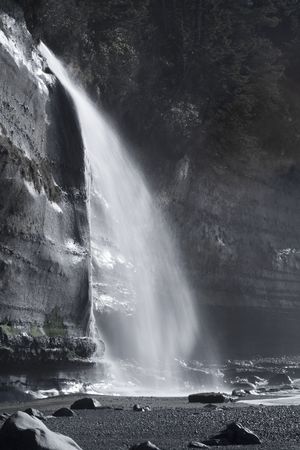 A beautiful waterfall on Mystic Beach in British Columbia, Canada