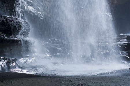 A beautiful waterfall on Mystic Beach in British Columbia, Canada