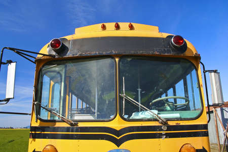 school bus front window
