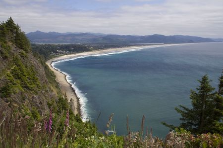 The Oregon coastline on a beautiful sunny dayの写真素材