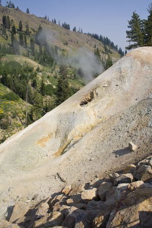 A fumarole, a hydrothermal vent, in Lassen Volcanic National Parkの写真素材