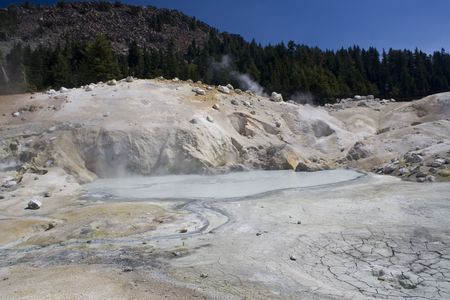 Bumpass Hell, a sulfuric hydrothermal area in Lassen Volcanic National Parkの写真素材