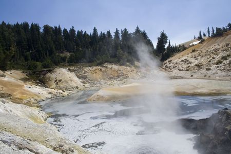 Bumpass Hell, a sulfuric hydrothermal area in Lassen Volcanic National Parkの写真素材