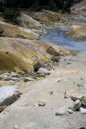 Bumpass Hell, a sulfuric hydrothermal area in Lassen Volcanic National Parkの写真素材