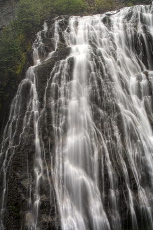 Narada Falls on a foggy day at Mt. Rainier National Park