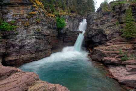 St. Mary Falls in Glacier National Park, Montanaの写真素材