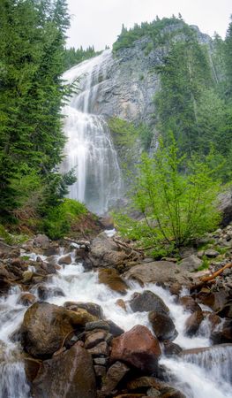 Spray Falls in Mt. Rainier National Parkの写真素材