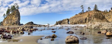 A Pacific coast beach on a sunny winter dayの写真素材