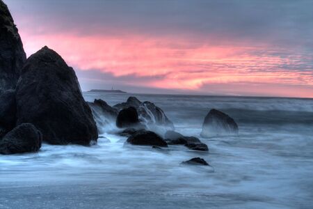 Sunset at Ruby Beachの写真素材