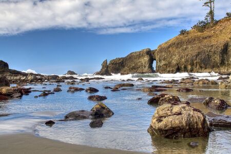 A Pacific coast beach on a sunny winter dayの写真素材