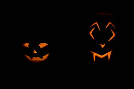 Pumpkins carved for Halloweenの写真素材