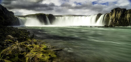Godafoss, a waterfall in north Icelandの写真素材