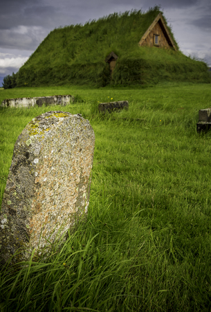 A weathered grave markerの写真素材
