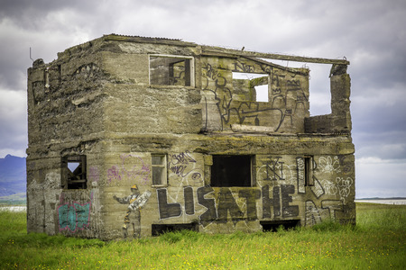 An abandoned house falling into ruin in rural Icelandの写真素材
