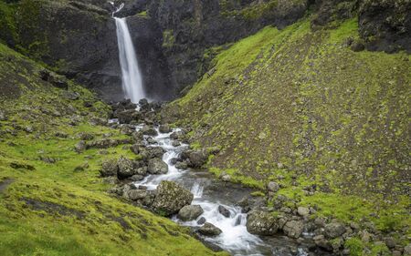 One of the many waterfalls in south Icelandの写真素材