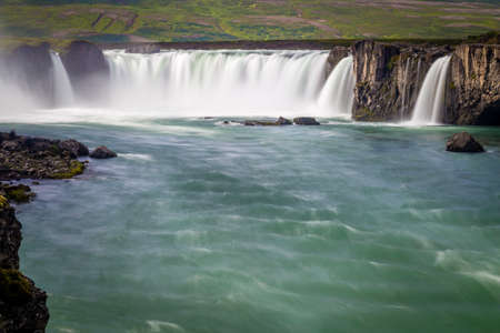 Godafoss a beautiful waterfall in north Icelandの写真素材