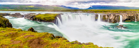 Godafoss a beautiful waterfall in north Icelandの写真素材