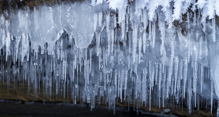 Beautiful crystal ice structures form inside the Lake Superior sea caves in Northern Wisconsin