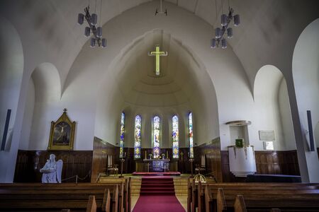 The interior of the church in Akureyri, Icelandの写真素材
