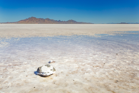 The Bonneville Salt Flats in Utah on a clear fall dayの写真素材