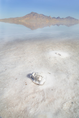 The Bonneville Salt Flats in Utah on a clear fall dayの写真素材