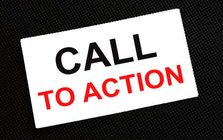 White card on the black background with text Call To Action