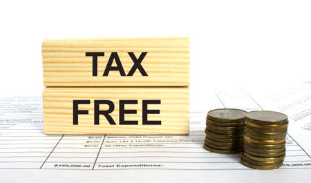 Wooden with text Tax Free. Finance conzeptの写真素材