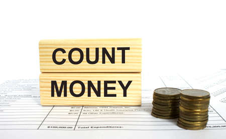 Wooden with text Count Money. Finance conceptの写真素材