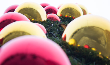 Christmas balls on the pine tree. Christmas and new year