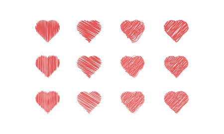 Scribble Hearts Icon Setのイラスト素材