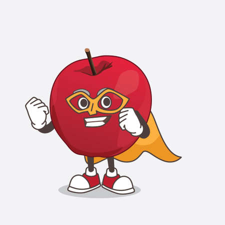 Apple cartoon mascot character dressed as a Super heroのイラスト素材