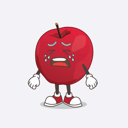 Apple cartoon mascot character with crying expressionのイラスト素材