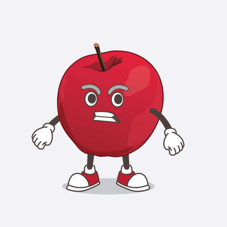 Apple cartoon mascot character with angry faceのイラスト素材