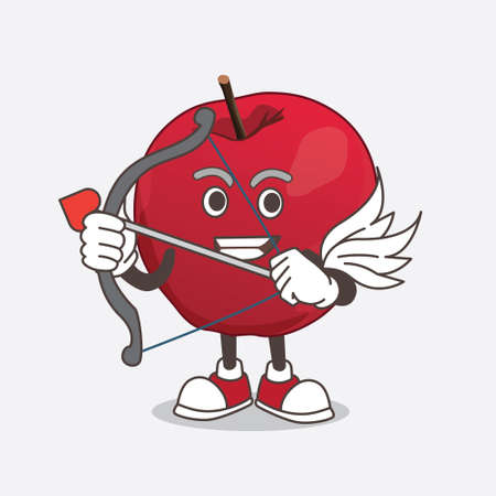 Apple cartoon mascot character Cupid with arrow and wingsのイラスト素材