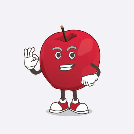 A picture of apple cartoon mascot character with calling gestureのイラスト素材
