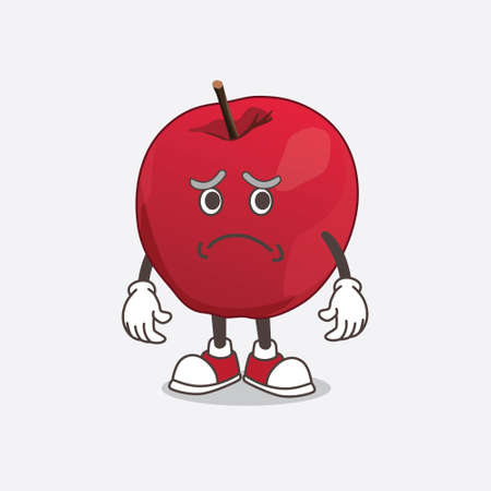 A picture of apple cartoon mascot character having an afraid faceのイラスト素材