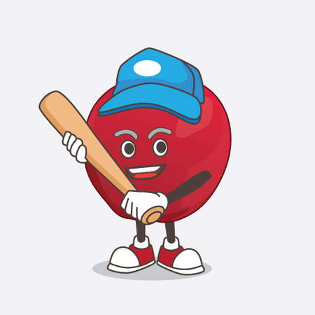 A picture of apple cartoon mascot character playing baseballのイラスト素材