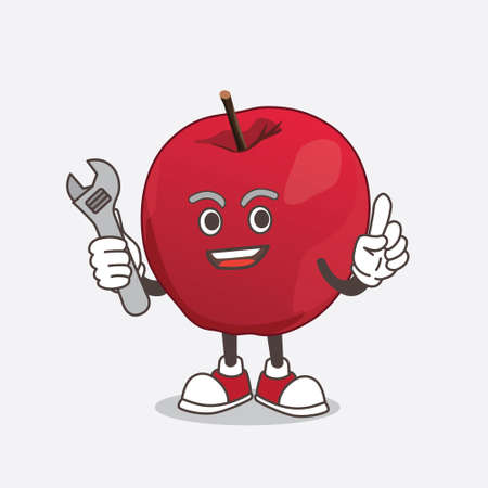 A picture of apple cartoon mascot character as happy mechanicのイラスト素材