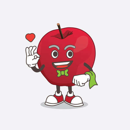 A picture of apple cartoon mascot character working as a Waiterのイラスト素材