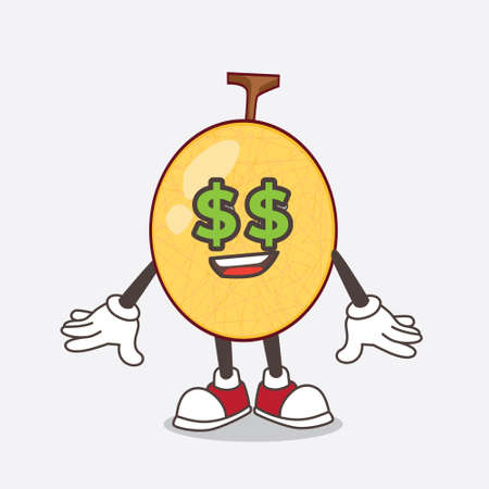 A picture of honeydew cartoon mascot character with money symbol on eyesのイラスト素材
