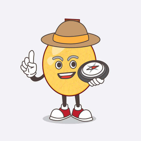 A picture of honeydew cartoon mascot character having a compassのイラスト素材