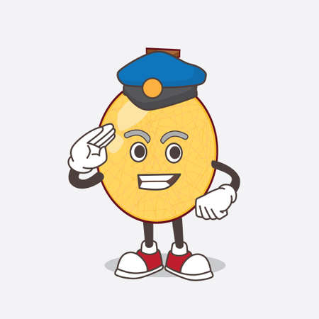 A picture of honeydew melon cartoon mascot character working as a Police officerのイラスト素材