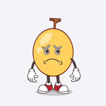 A picture of honeydew cartoon mascot character having an afraid faceのイラスト素材